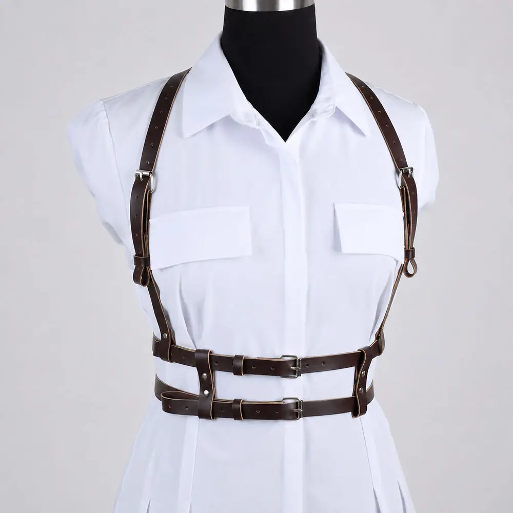 Western Shoulder Harness Belt Adjustable Polyester Body Strap Rivet Buckle Cowboy Costume Cosplay Gothic Festival Accessories