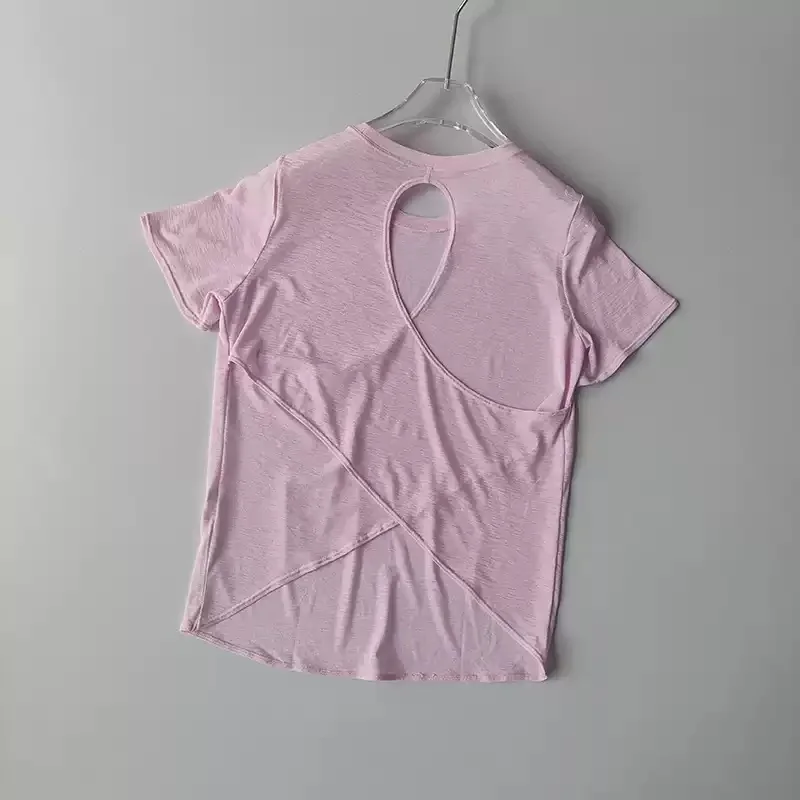 Damen Yoga-Überziehshirt mit strukturierter, kurzer Ärmelform, ausgestelltem Design, atmungsaktiv, schnelltrocknend, ideal für Pilates und Fitnessstudio. – Detail 25