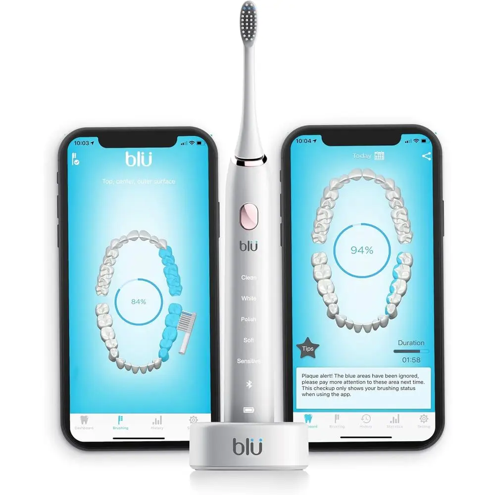 

Smart Electric Toothbrush with App for Real-Time Tracking, Rechargeable Deep Clean White