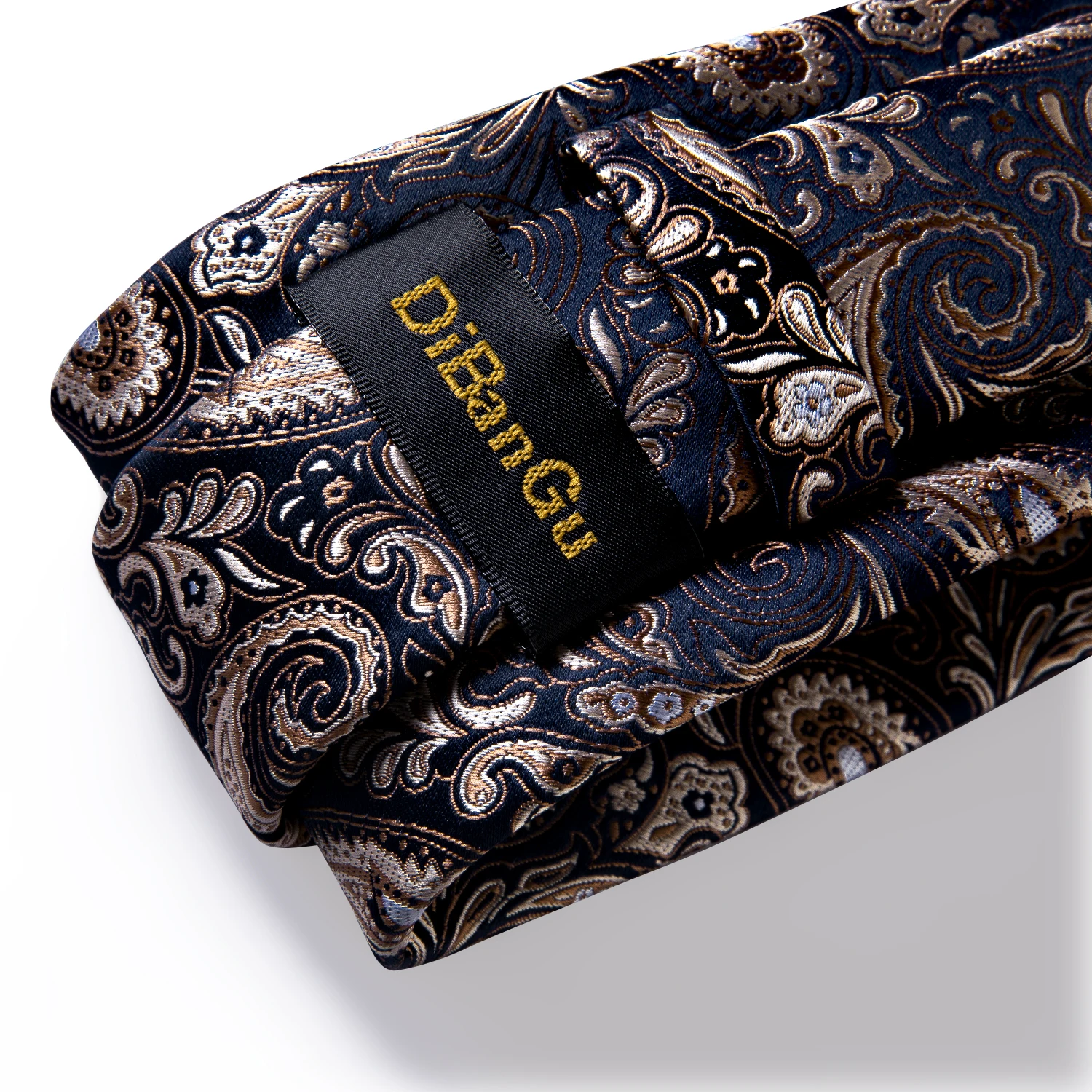 Men Tie Gold Blue Paisley Wedding Tie For Men Hanky Cufflinks Silk Men Tie Set Party Business Fashion DiBanGu Designer MJ-7249