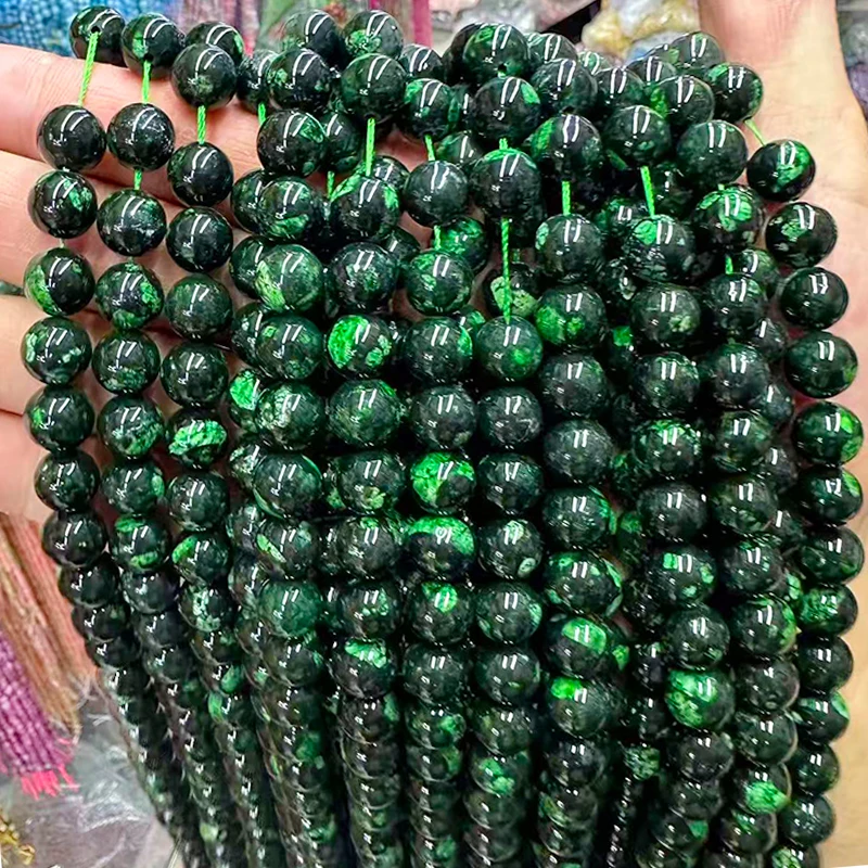 

New models Naturally Green Three Life Stone Beads for Jewelry Making DIY Rings Handstring keychain perles 15"Strand 6/8/10/12MM