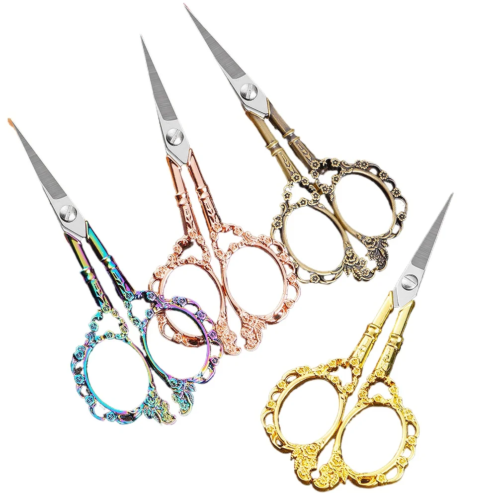 

New European Retro Plum Blossom Scissors Household Stainless Steel Scissors Cross Stitch Thread Window Grilles Scissors Hand-cut