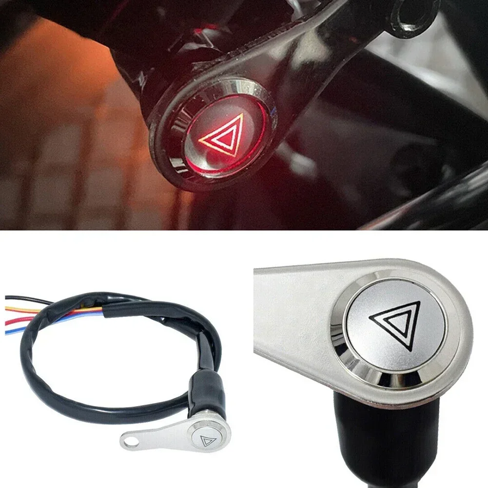 Motorcycle Tuning Handlebar Tap Metal Bracket Red LED Motorcycle Switch ON+OFF Self-Locking 12V Work Lights