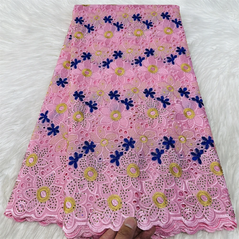 2026 African Nigerian High Quality Sequins Tulle Lace Fabric Sewing Prom Dresses Embroidery Guipure cotton 5Yad XC005 view 5