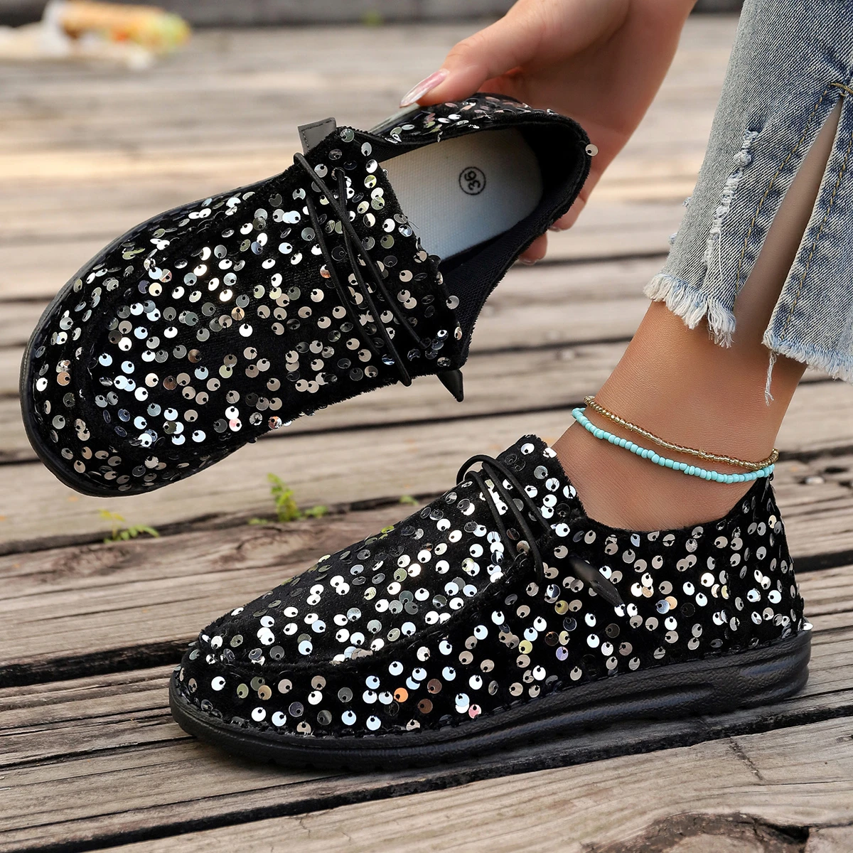 Dames Sneakers 2024 Loafers Outdoor Casual Flats Vrouwen Ronde Neus Veteraan Bling Licht Vrouwen Plus Size Schoenen Zapatos De Mujer