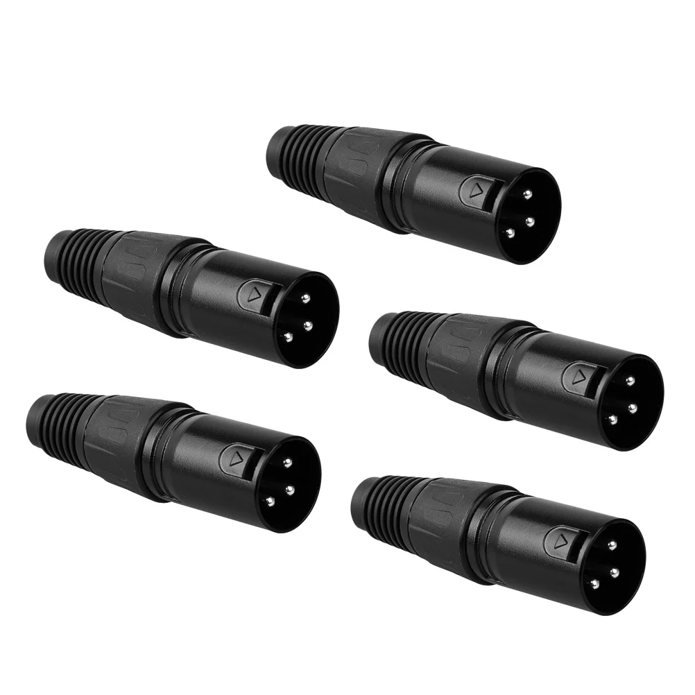 

5Pcs Three-Pin Male Xlr Microphone Plug High Grade Audio Connector for Ktv Amplifier Mixer Audio Cable Microphone Plug