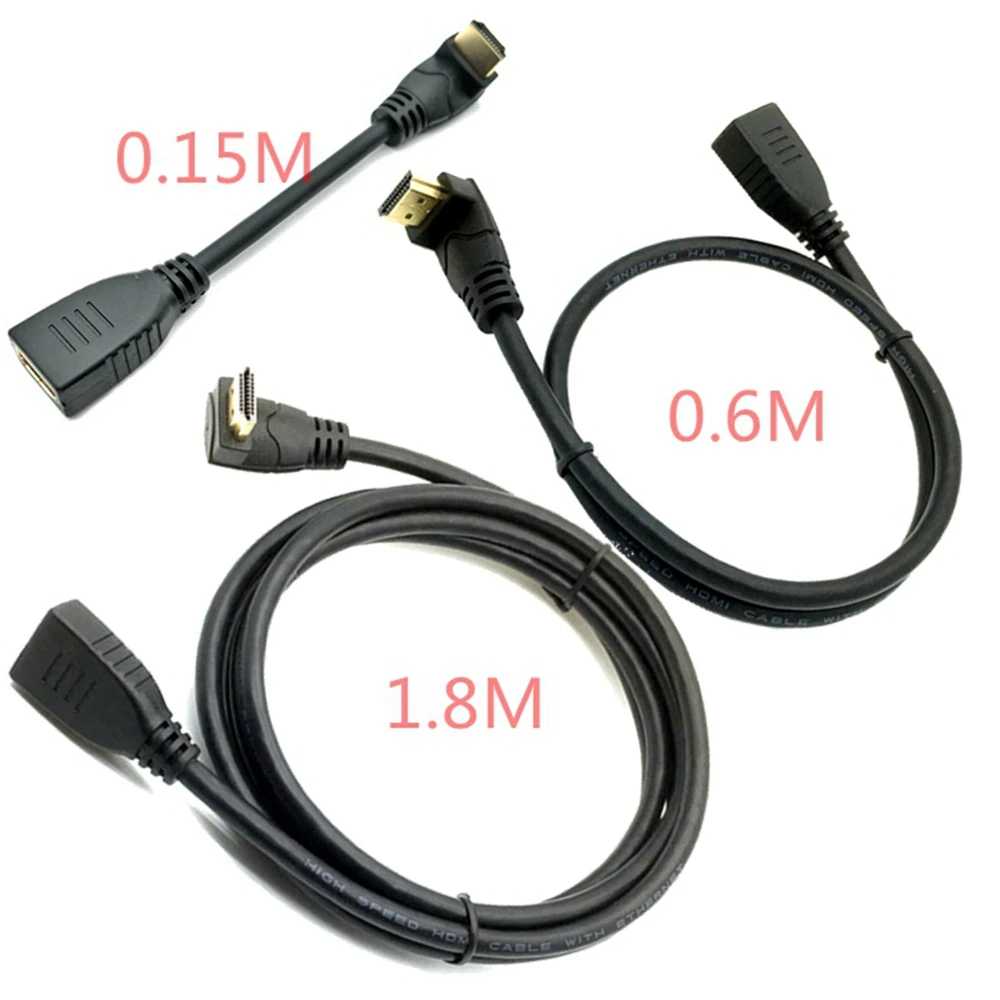 HD TV/laptop/projector/PS3/4 male/female expansion cable, 90 ° HDMI, with upper, lower, left and right elbows