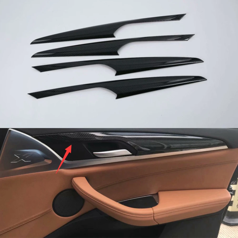 

For BMW X3 2018-2022 ABS Carbon Fiber Style Car Door Interior Panel Decoration Strips Trim Styling Auto Moldings 4pcs