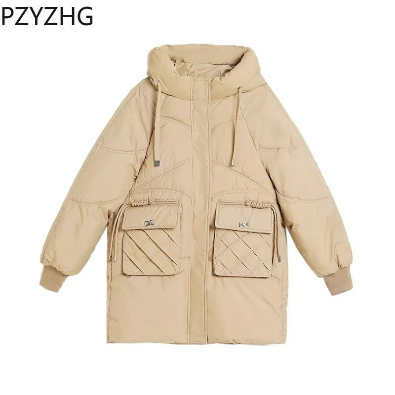 

2023 New Women Down Cotton Coat Winter Jacket Female Warm Thick Parkas Large Size Outwear Mid Length Version Hooded Overcoat