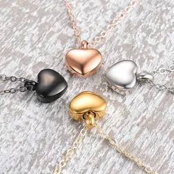 Small Heart Cremation Urn Necklace for Ashes Stainless Steel Memorial Ash Pendant Keepsake Jewelry