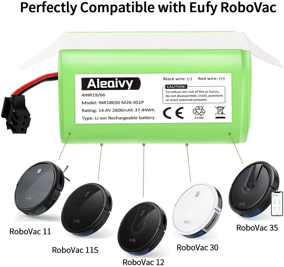 14.4V 2600mAh Li-ion Rechargeable Replacement Battery Compatible with Ecovacs Deebot N79S,N79,DN622,Eufy RoboVac 11,11S