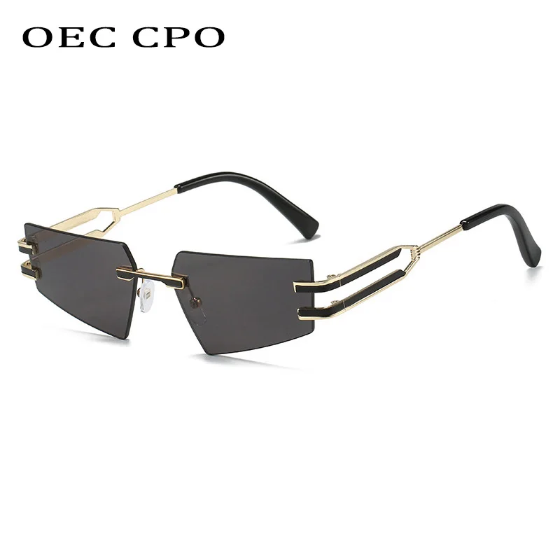 OEC CPO Retro Rimless Sunglasses Women Men Punk Metal Sun Glasses Ladies Frameless Eyeglasses UV400 Shades New Fashion Eyewear