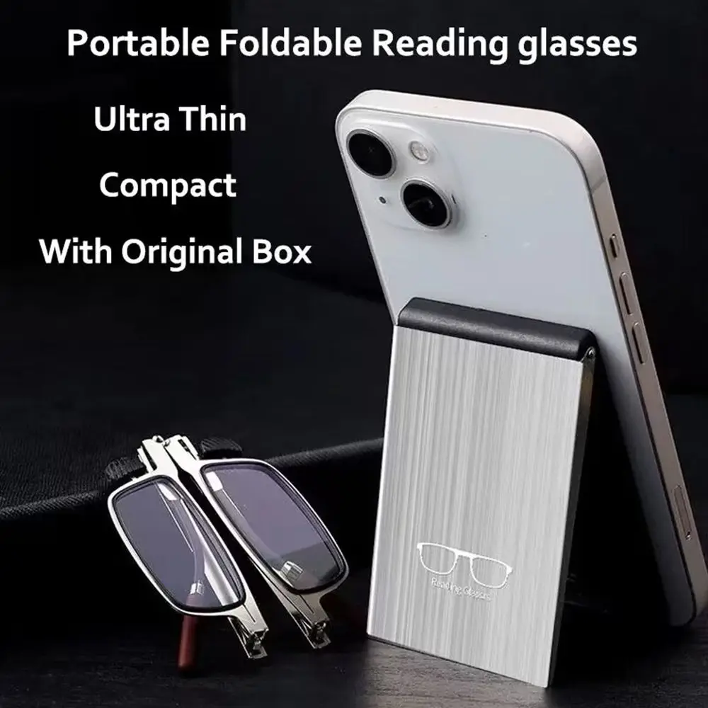 Blue Ray Blocking Anti-Blue Light Reading Glasses Mobile Phone Holder Eye Protection Hyperopia Glasses Portable Metal