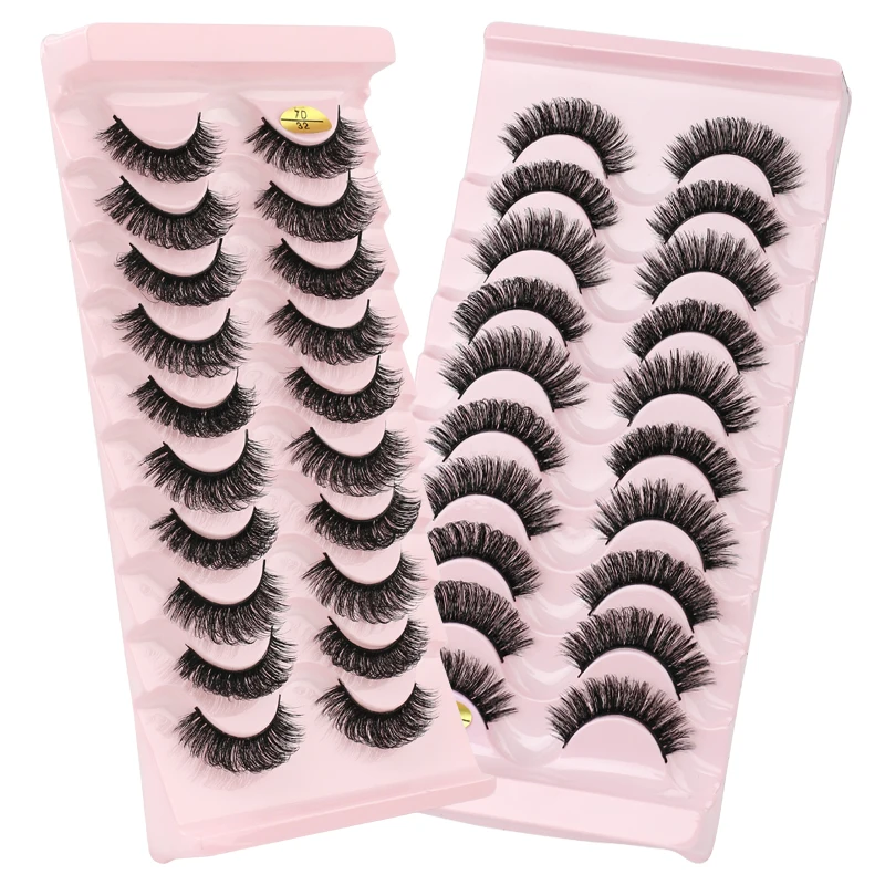 10 Boxes Wholesale False Eyelashes Dramatic Russian Strip Lash Soft Mink Lashes Faux Cils Volume Eyelash Extension Makeup Tool