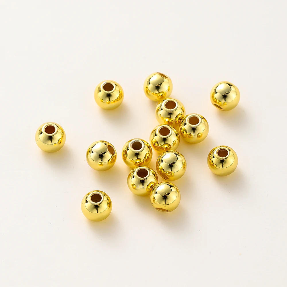 20-100pcs/lot 14K 18K Gold Platinum Plated Round Loose Spacer Copper Beads End Beads For DIY Jewelry Necklace Beading Supplies