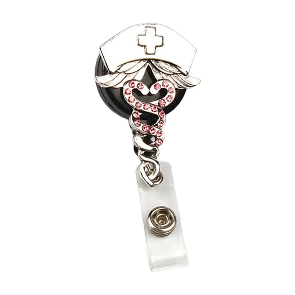 

Easy Pull Nurse Cap Pink Telescopic Badge Holder for Nurse Doctor Id Clips Accessories Id Holder