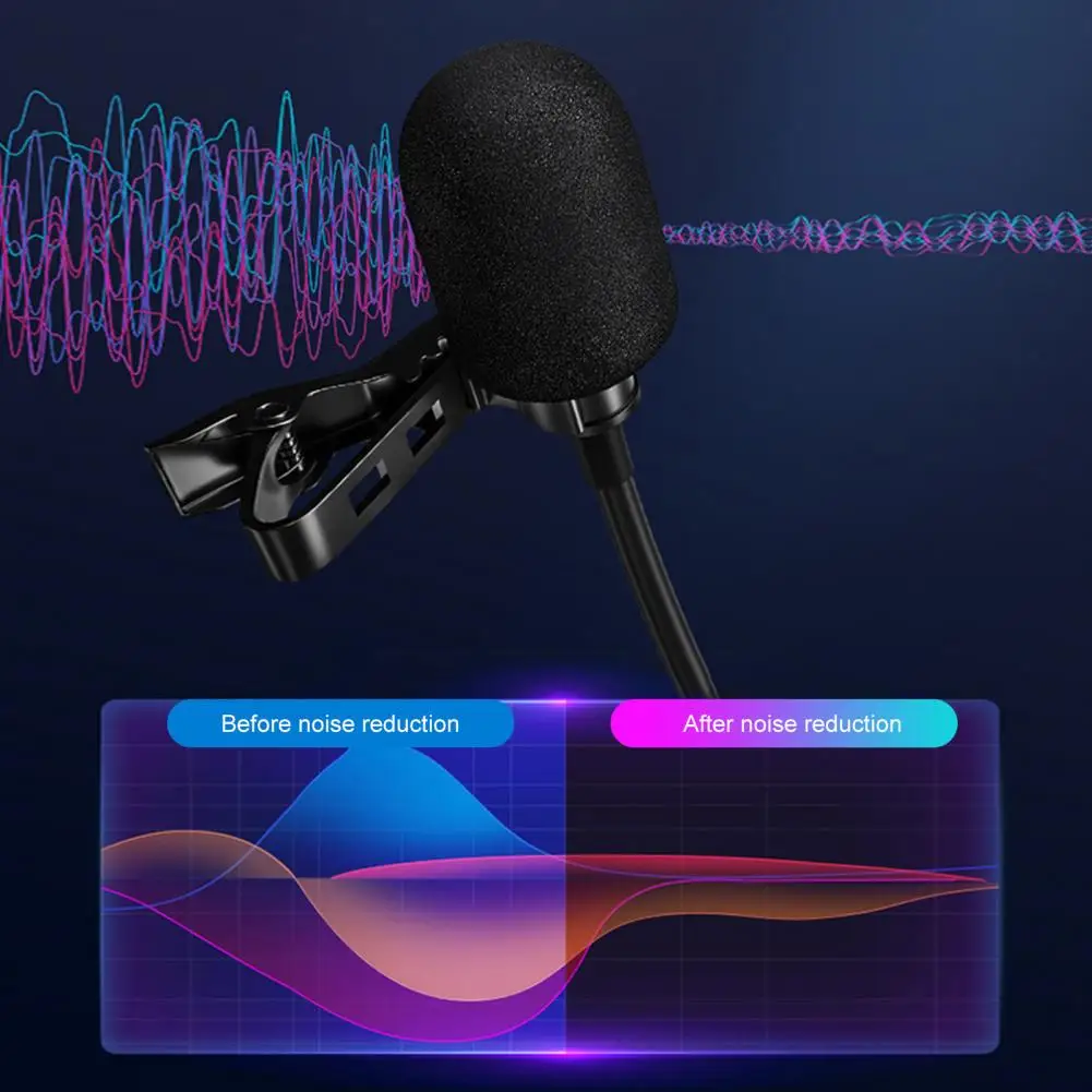 

Lavalier Microphone Sensitive Lossless Noise Reduction Portable Type-C PC Computer Wired Recording Microphone for Live Show