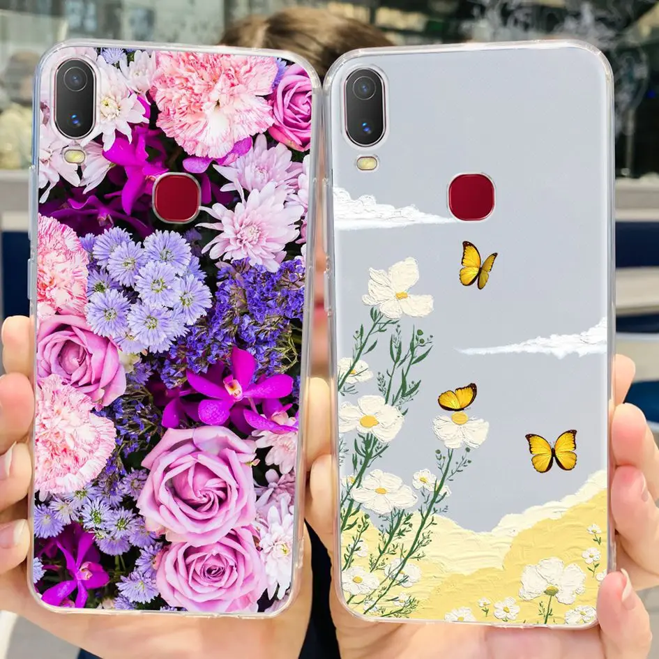 6.35 "ل Vivo Y11 2019 حافظة مقاومة للصدمات سيليكون واضح غطاء الهاتف زهرة لينة الوفير ل Vivo 1906 Y11 2019 VIVOY11 Y 11 Fundas