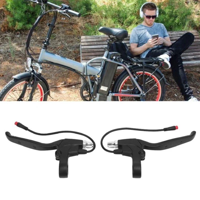 

2PCS Electric Scooter Brake Handle Aluminum Alloy Handlebar Brake Lever Water Resistant Connector For Road Cycling