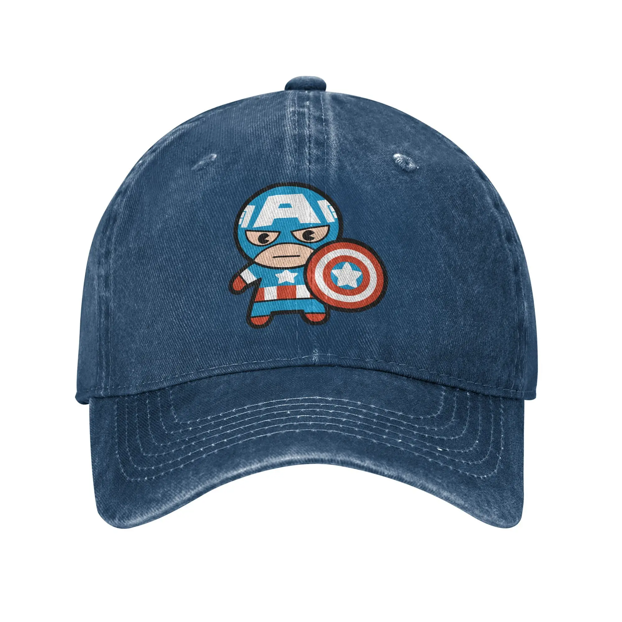 

Kawaii Captain America With Shield Baseball Caps Vintage Distressed Denim Washed Sun Cap Unisex Outdoor Summer Caps Hat