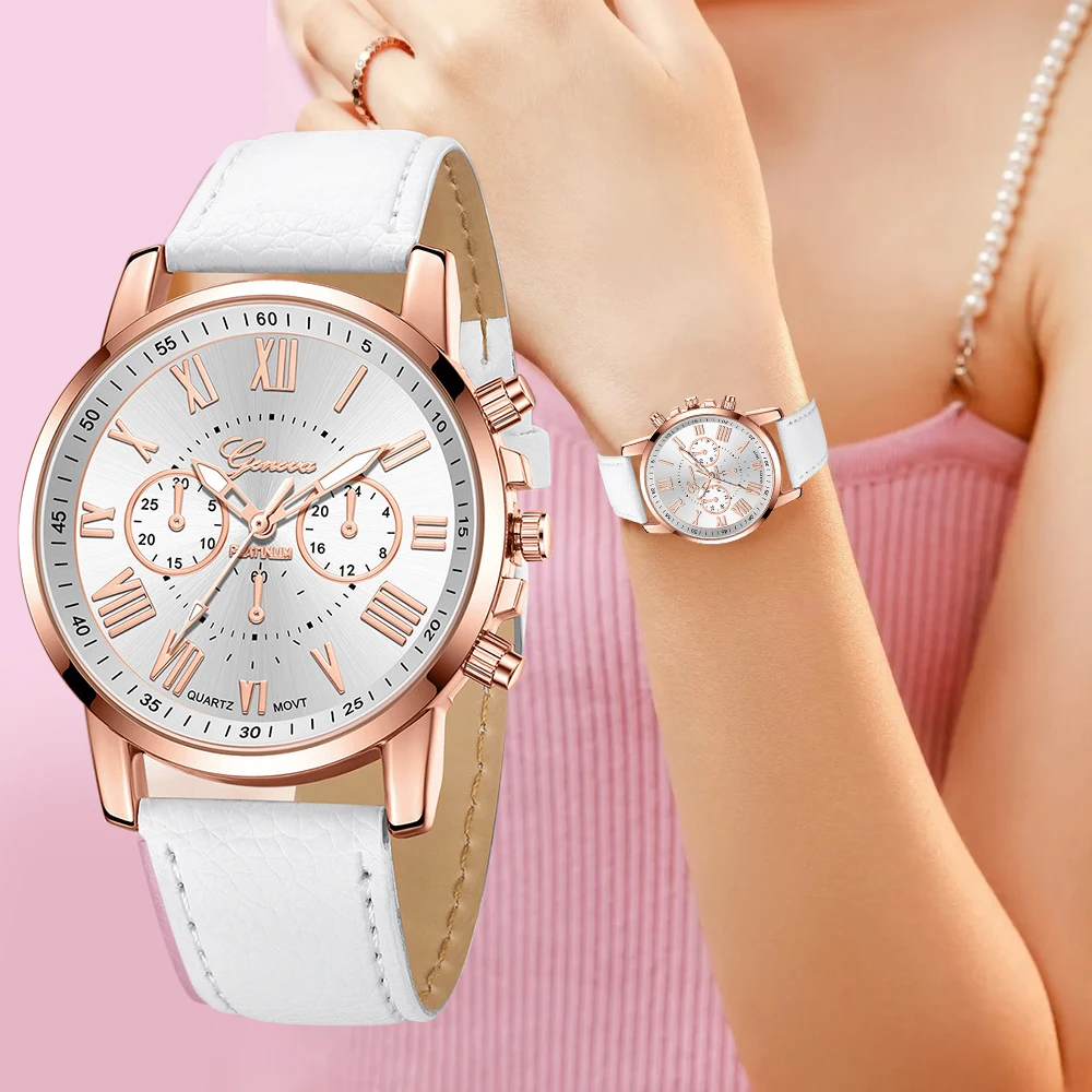 10pcs women's simple and fashionable round quartz watch combination set, suitable for daily wear and holiday gifts