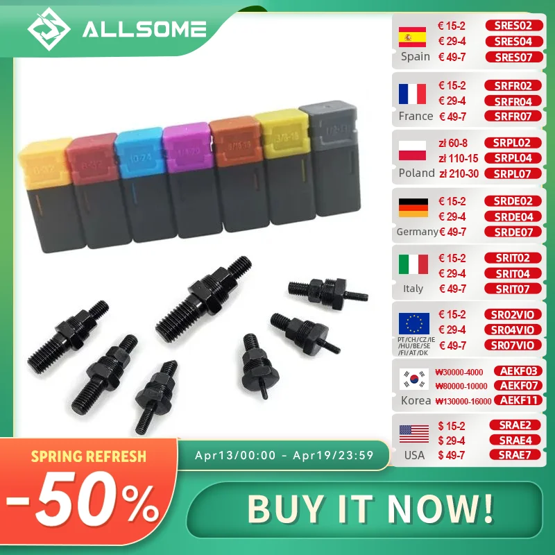 

ALLSOME Riveter Gun Part Threaded Mandrel Replacement For Hand Nut Rivet SAE 6-32 8-32 10-24 1/4-20 5/16-18 3/8-16 HT2777