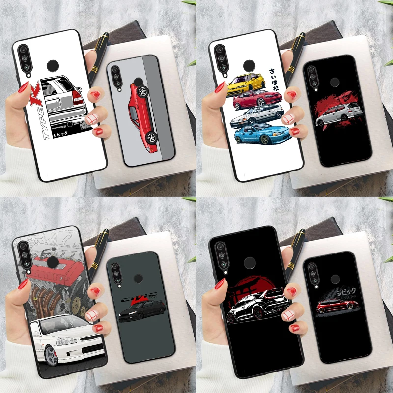 JDM Type R Civic Sport Car For Huawei Nova Y91 Y60 Y70 Y90 Y61 3i 7i 8i 11i Nova 11 9 10 SE P20 P40 Lite P30 Pro Case