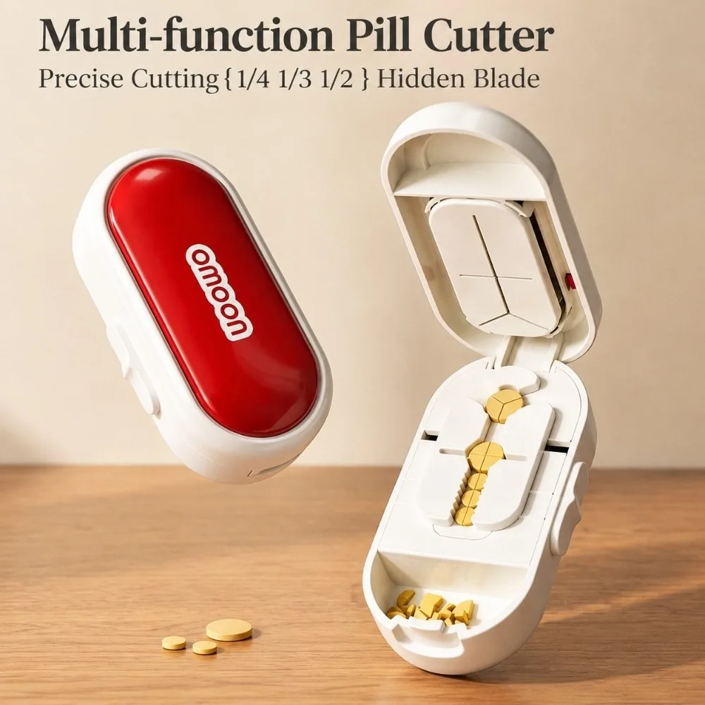 2/3/4 Parts Pill Cutter Dustproof Pill Storage Box Quartering Pill Divider Safe Precise Medicine Divider