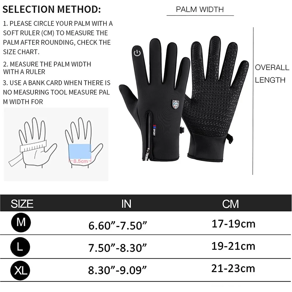 Winter Thermal Gloves for Men and Women, Waterproof Windproof Non-Slip Touch Screen Gloves for Outdoor Running, Cycling, Driving