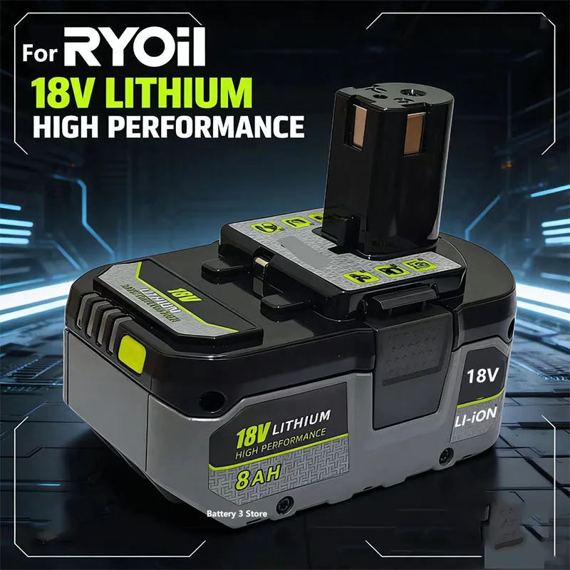 Li-ion Battery for RYOBI 18V 4Ah/ 6Ah/ 8Ah Compatible with all 18V power tools  RB18L50 /RB18L20 P104 P108 P107  P109