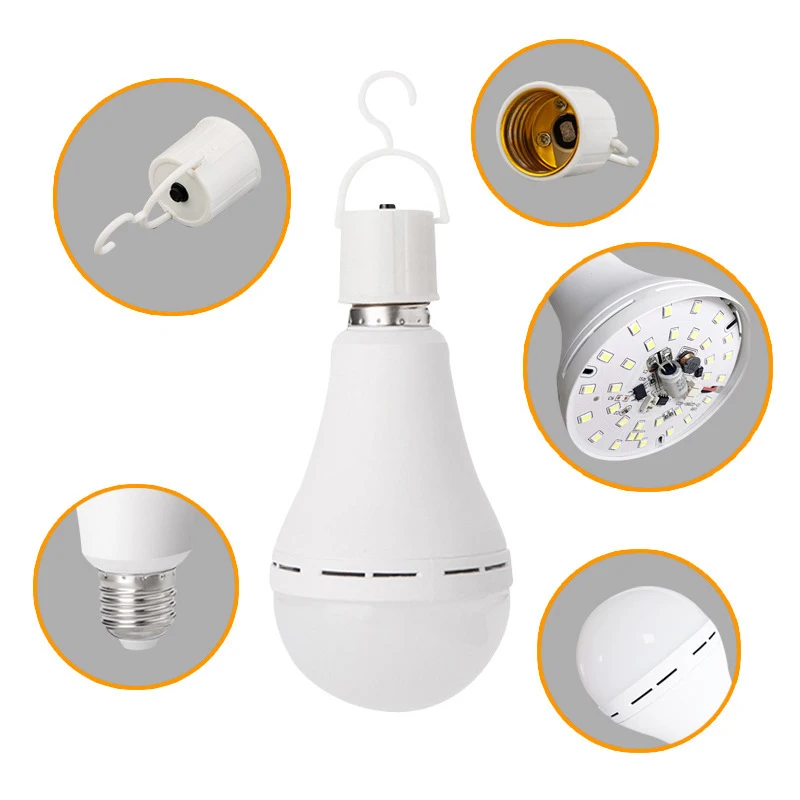 E27 Emergency LED Lamp Bulbs 9W 15W Rechargeable High Brightness Light Bulb Outdoor Camping Fishing Portable Household Lamps