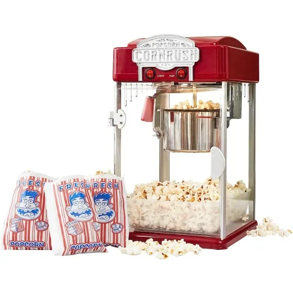 

Popcorn Popper Machine-4 OZ Vintage Professional Popcorn Maker Theater Style with Nonstick Kettle Warming Light and Serving