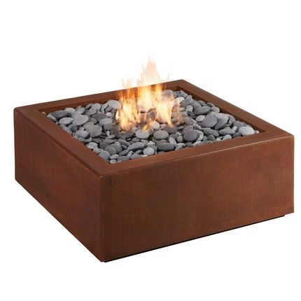 Corten steel Square shape metal decoration outdoor gas fire pit