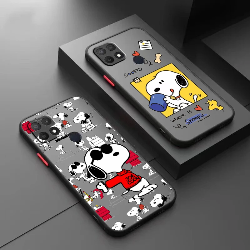 Cartoon S-Snoopyes For OPPO A98 A96 A94 A78 A77 A76 A74 A72 A57 A56 A55 A53 Frosted Translucent Hard Phone Case