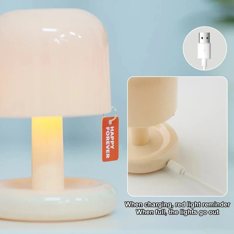 Creative Mushroom Style Led Night Light Nordic Mini Desktop Coffee Bar Home Living Room Decoration Modern Minimalist Table Light