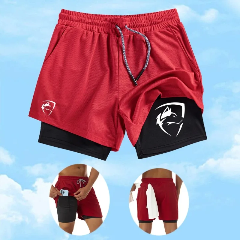 Breathable Suitable Men's Double Layer 2-in-1 Sports Shorts Quick Drying and For Daily Fitness Running and Cycling Activewear