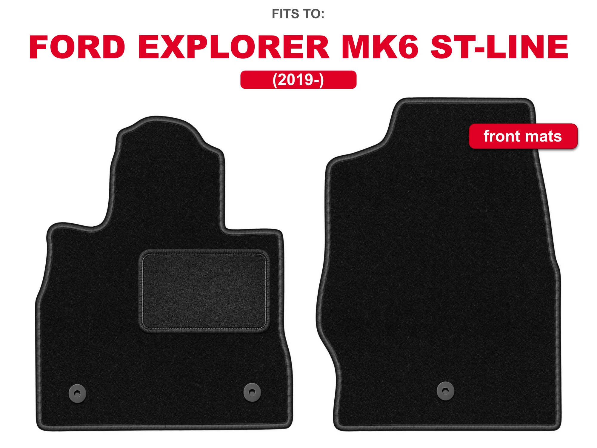 Velours vloermatten voor: Ford Explorer MK6 ST-Line 2019-zwart auto voortapijtmattenset voor voertuigvloer