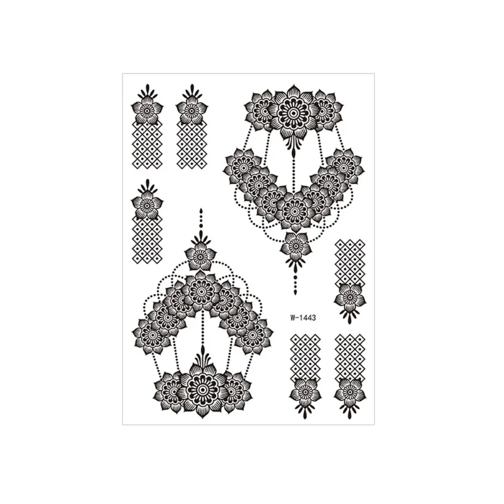 Water Transfer Decals Henna Tattoo Stickers Fake India Mehndi Flower Henna Temporary Tattoo Waterproof Instant Body Art Sticker