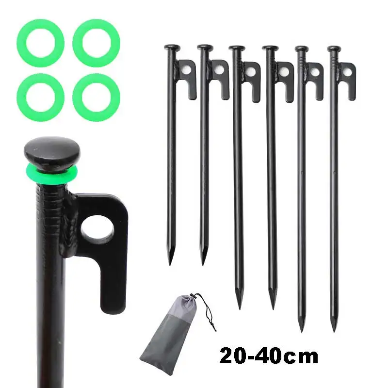 4PCS 20/25/30/40cm Tent Pegs Nails Camping Accessories Motorhome Hiking Outdoor Aluminium Beach Black Long Canopy Ground Nail