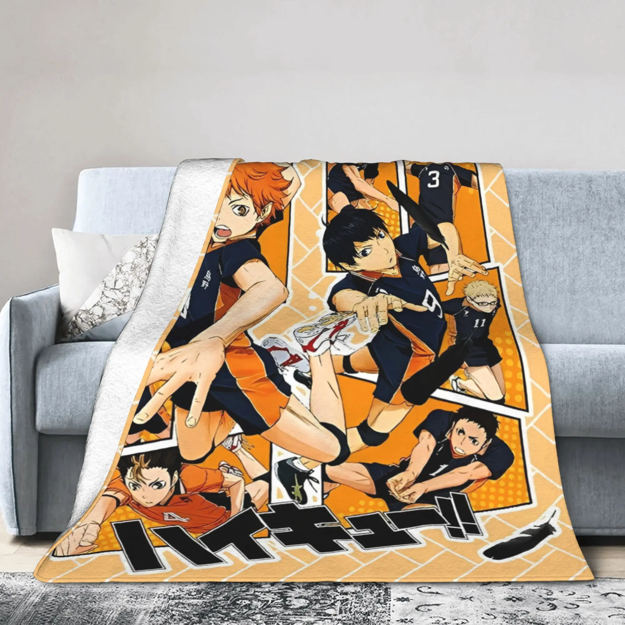 Japanese Anime Haikyuus Blankets  Fleece Throw Blanket Summer Air Conditioning Decoration Lightweight Bedsprea,