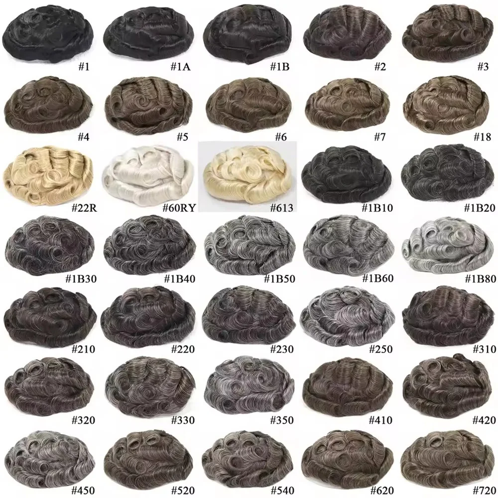 Grey Human Hair Prosthesis Toupee for Men Pu Fine Mono Lace Front Male Wig System Wave Natural Hairline Mens Hairpiece 1B60