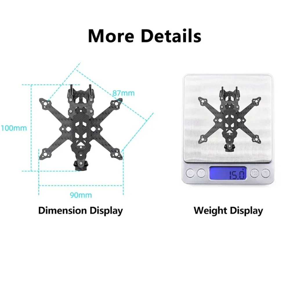 GEPRC GEP-TC18 O4 カーボンファイバーフレーム (厚さ 1.5mm) - T-Cube18 FPV クアッドコプター DIY ビルド用の軽量で耐久性のあるフレーム