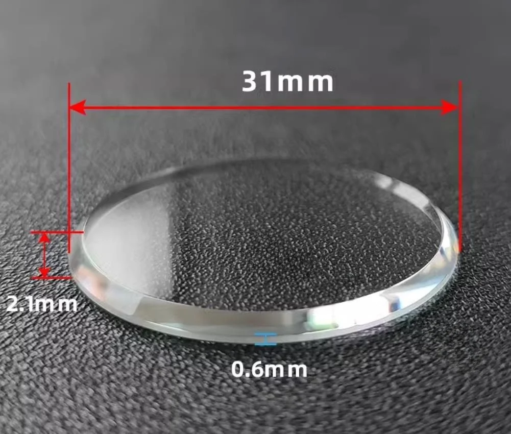 Flat Mineral Watch Crystal 2.1mmX31mm Watch Glass Edge with Big Bevel for SK Wristwatch W4038