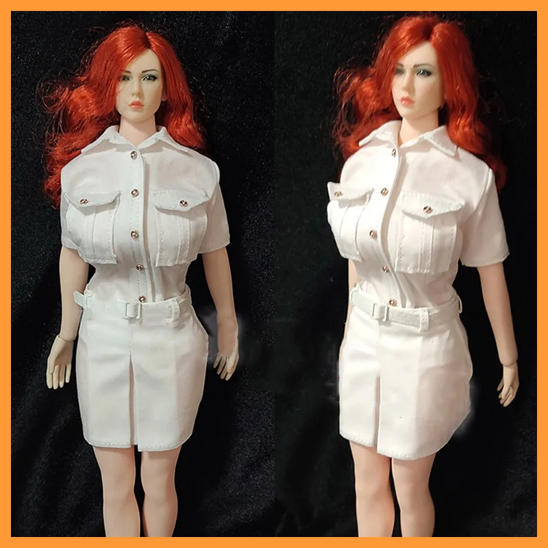 1/6 Scale Female Formal Suit White Short Sleeves Blouse and Mini Hip Skirt with Belt Clothing Accessories for 12