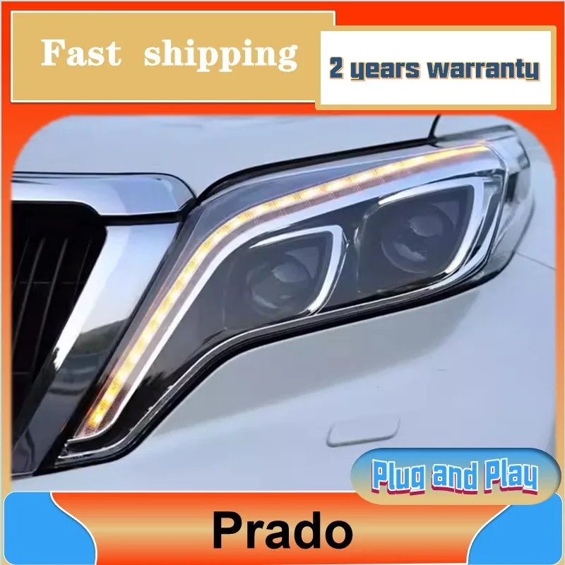 Car Styling for Toyota Prado Head Lamp 2014 2015 2016 Prado Headlight New Prado DRL Turn Signal Low High Beam Projector Lens