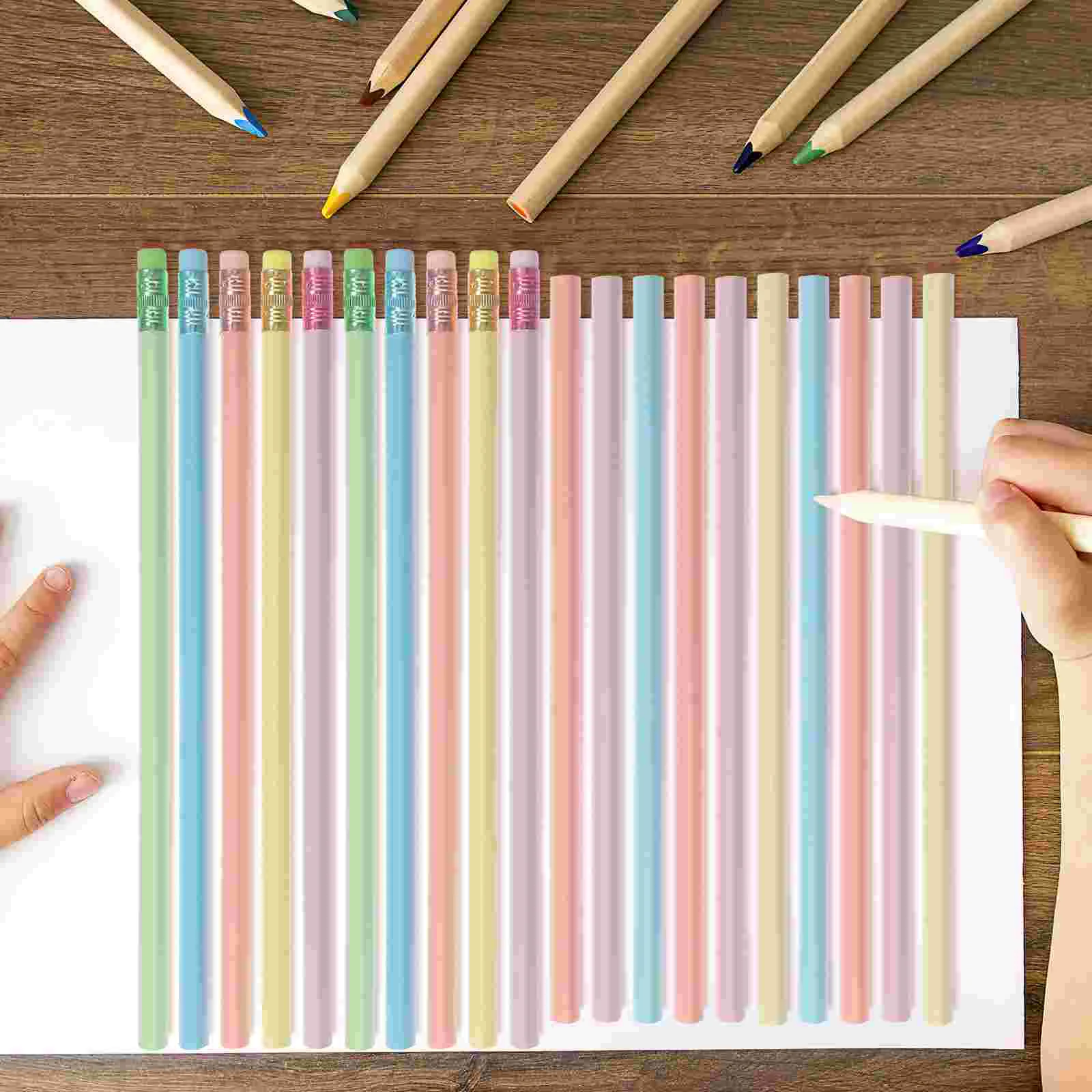 20 lápices de colores de madera, transición de Color fino, alta solidez, peso ligero, escritura suave, punta fuerte, forma triangular para niños