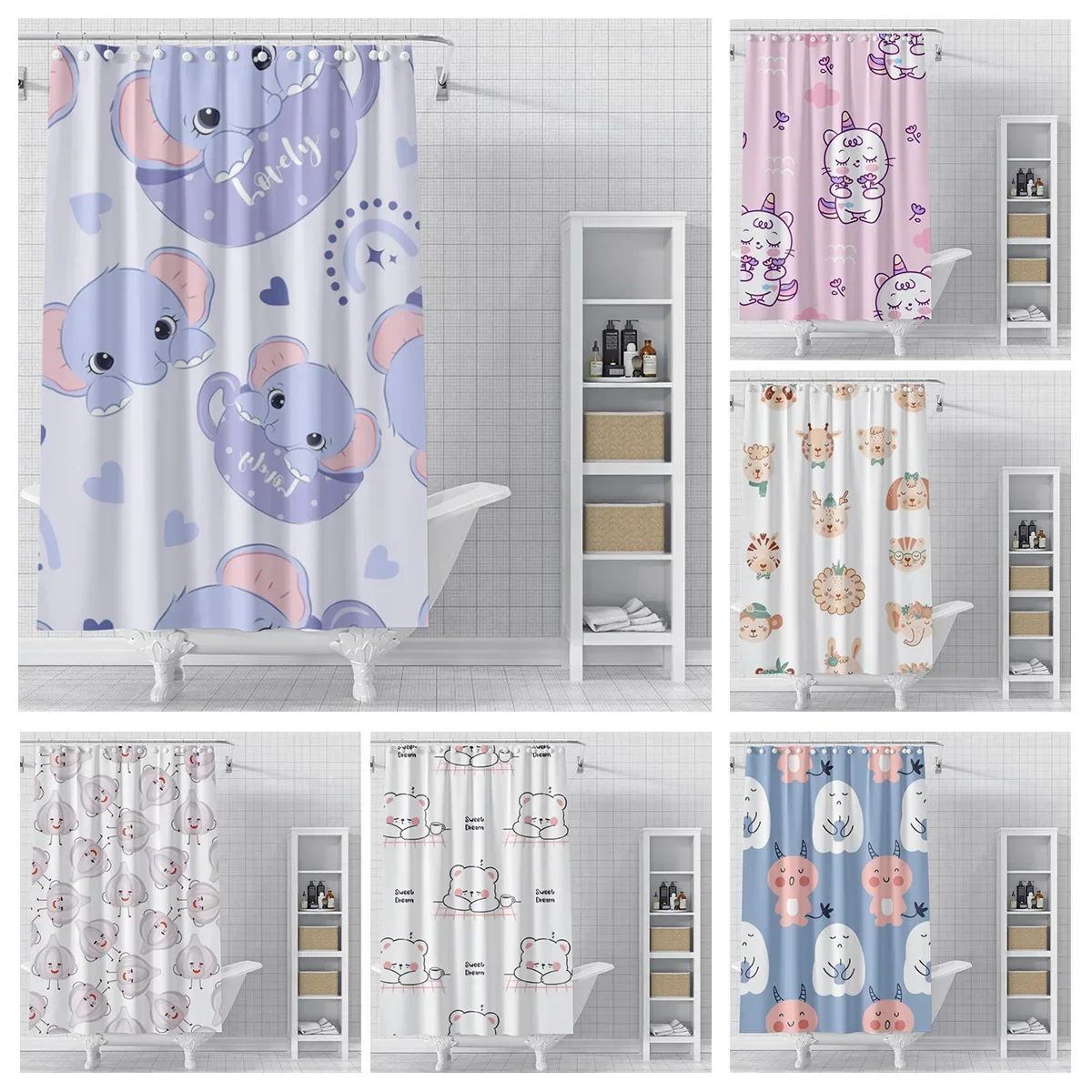 Home decoration shower curtains for bathroom waterproof curtain fabric Modern Nordic style Living Roomcute animal cartoon dogs