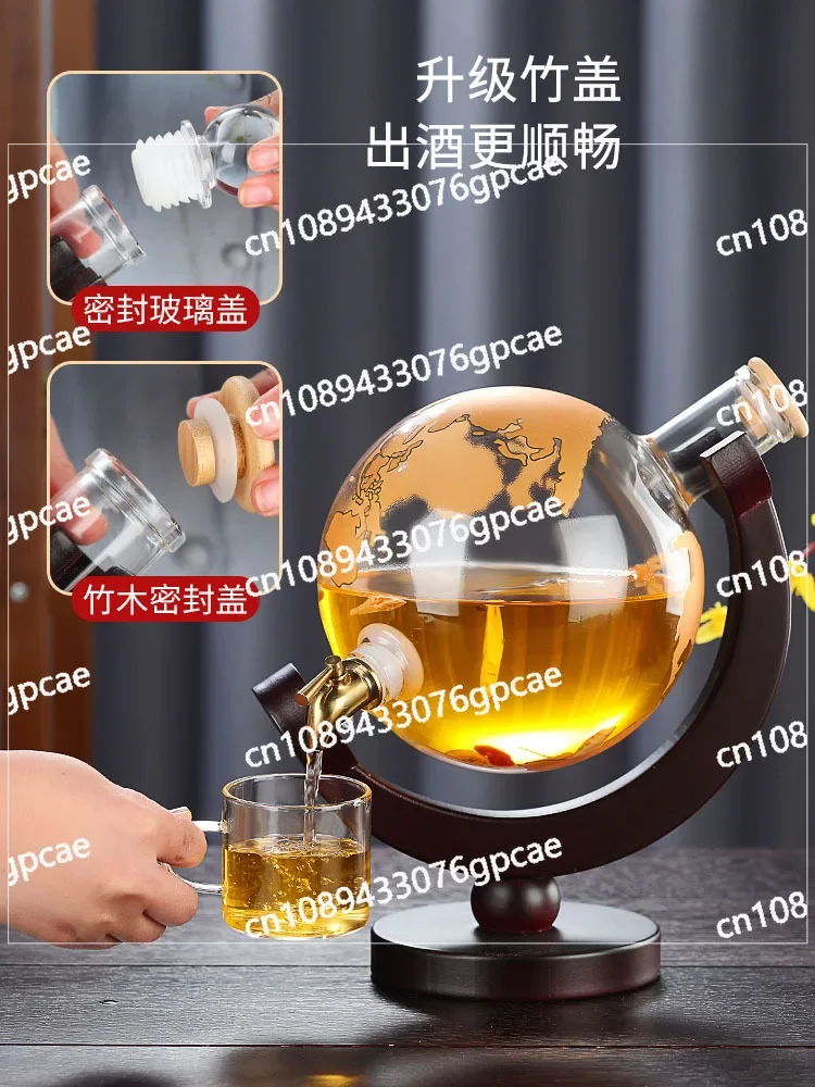 Wine Glass Bottle Household Globe with Faucet Round Wine Bottle for Sparkling Wine Lead-free Sealed Empty Bottle