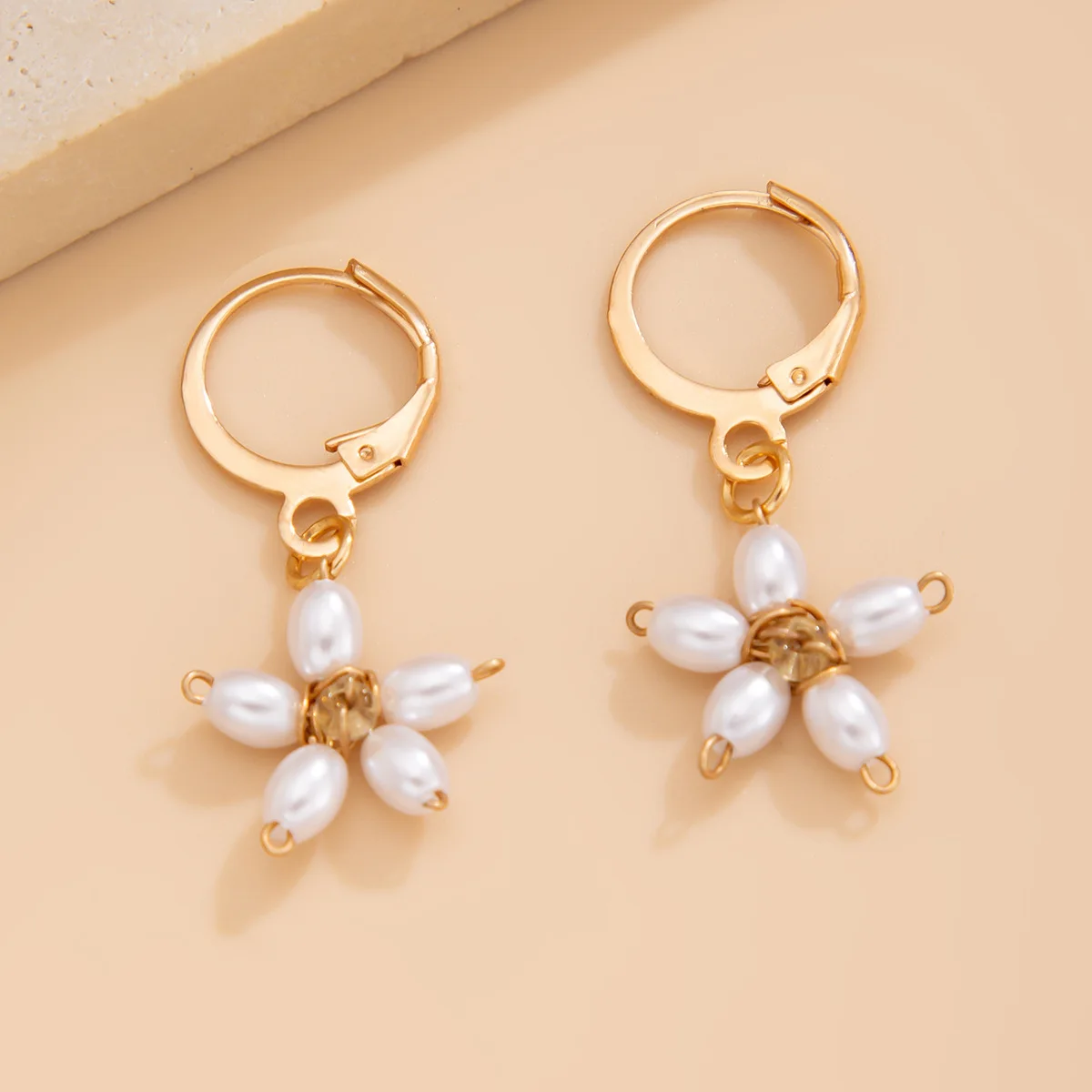 بوهو تقليد اللؤلؤ المنسوجة زهرة قلادة أقراط 2025 المرأة بسيطة الذهب اللون معدن الحلو فتاة موضة مجوهرات عيد ميلاد #4