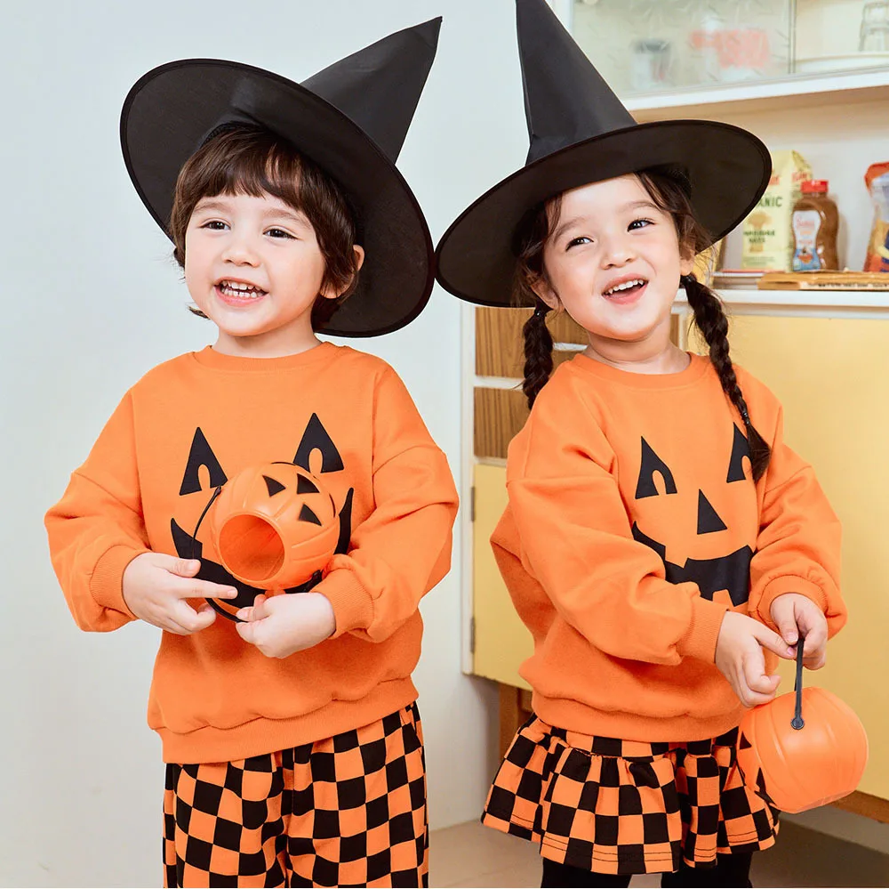 Jungen Mädchen Halloween Kürbis-Outfit Feiertagsparty Kinder Langarm Weiches Bequemes Set Atmungsaktives Kinder-Freizeit-Outfit Niedliches Zweiteiler-Set für Babys – Detail 8